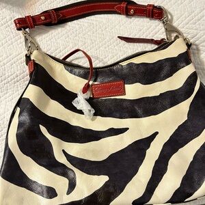 Dooney & Bourke Zebra Shoulder Bag - Black, Cream, and Red